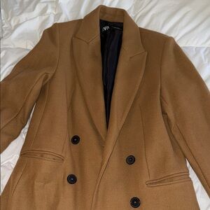 Zara Tan Double-Breasted Jacket
